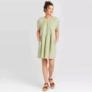 Universal Thread Green Cotton Smocked Gauze Dress Women's Size XS